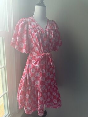 Mary Square Pink Patterned Mini Dress